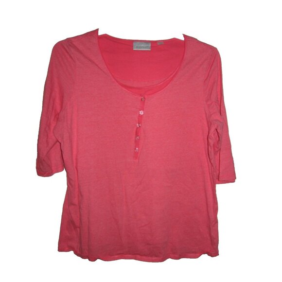 Avenue Salmon White Striped 3/4 Sleeve Spring Top Shirt Plus Size 18/20 - Picture 1 of 3